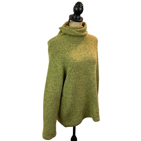 Eileen Fisher Olive Green Textured Knit Cowl Neck Sweater Womens Large Italian Y - Picture 6 of 10
